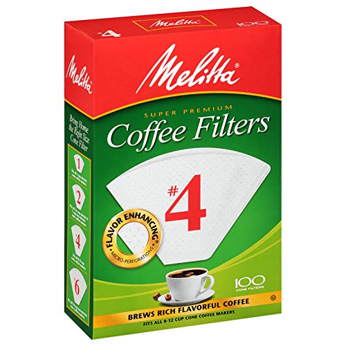 Melitta #4 Cone Coffee Filters, White, 100 Count Pack Of 12 Melitta #4 Cone Coffee Filters, White, 100 Count Pack Of 12