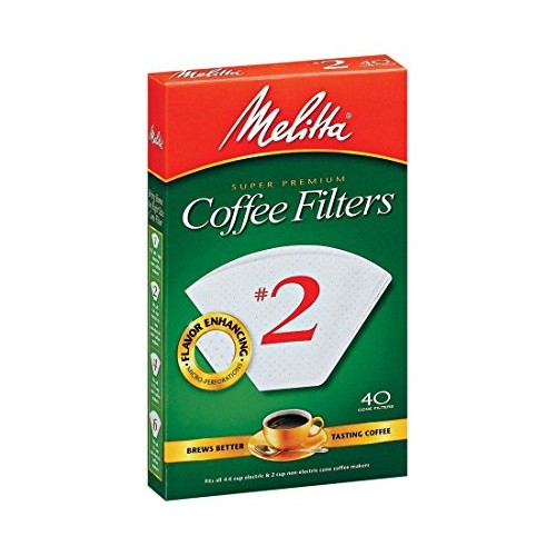 Melitta 622704 #2 White Cone Coffee Filters 40 Count