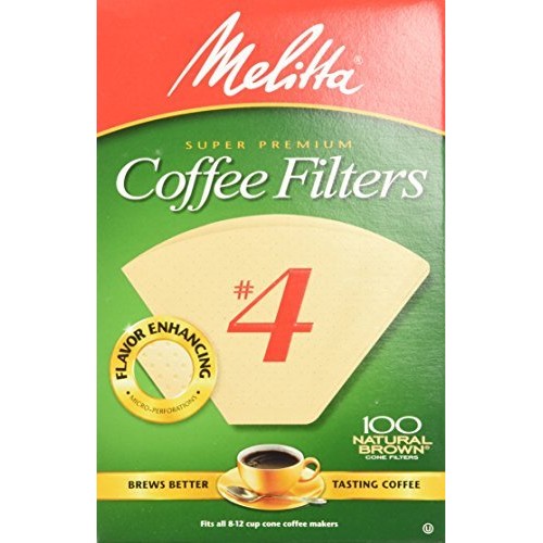 Melitta Natural Brown Basket Coffee Filter, #4, 300 Count