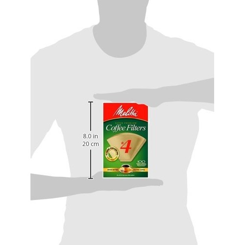 Melitta Cone Coffee Filters, Natural Brown #4, 100 Count Pack O