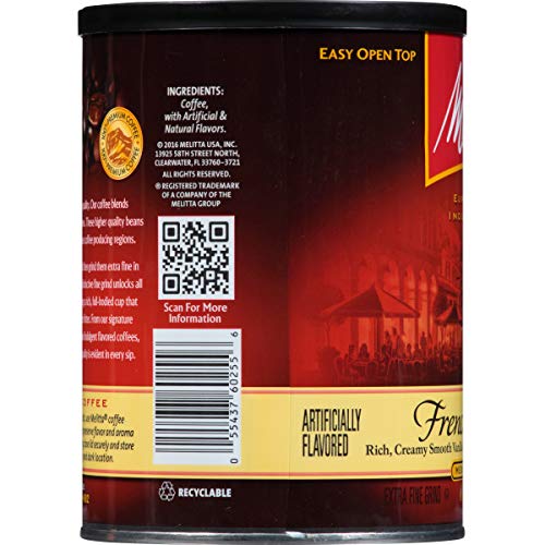 Melitta French Vanilla Flavored Coffee, Medium Roast, Extra Fine