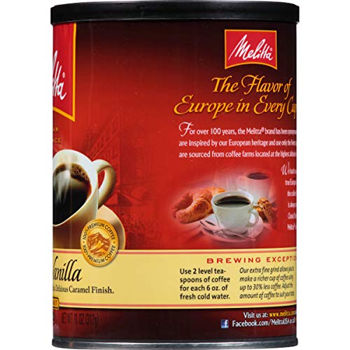 Melitta French Vanilla Flavored Coffee, Medium Roast, Extra Fine