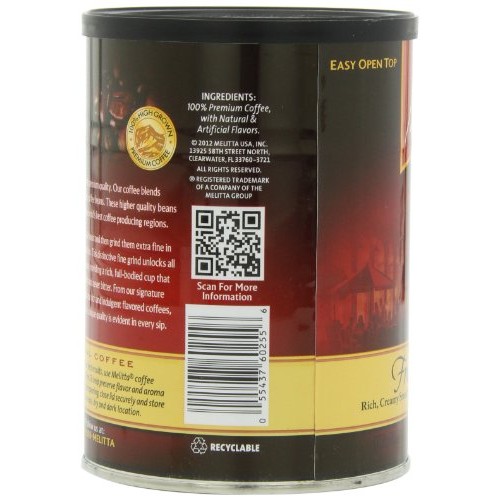 Melitta French Vanilla Flavored Coffee, Medium Roast, Extra Fine