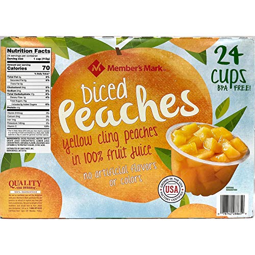 Members Mark Organic Diced Peaches In 100% Juice 12 Count, 4 O