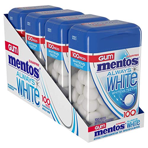Mentos Always White Sugar-Free Chewing Gum With Xylitol, Pepperm