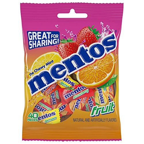 Mentos Chewy Mint Candy, Fruit, Individually Wrapped 40 Piece Bu