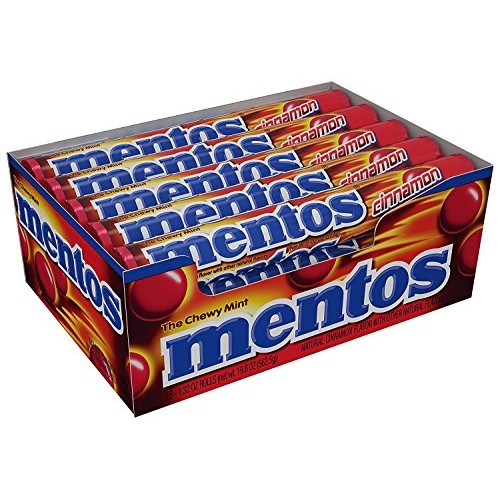 Mentos Chewy Mint Candy Roll, Cinnamon, Non Melting, Party, 14 P