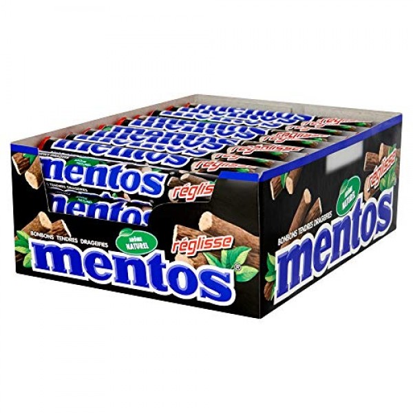 Mentos Licorice Mint Chewy Dragees 1.32-Ounce Rolls Pack of 40