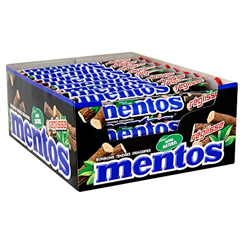 Mentos Licorice Mint Chewy Dragees 1.32-Ounce Rolls Pack Of 40