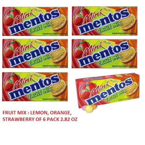 Mini Mentos Fruit Mix 3 Flavors Combo Lemon Orange Strawberry Of