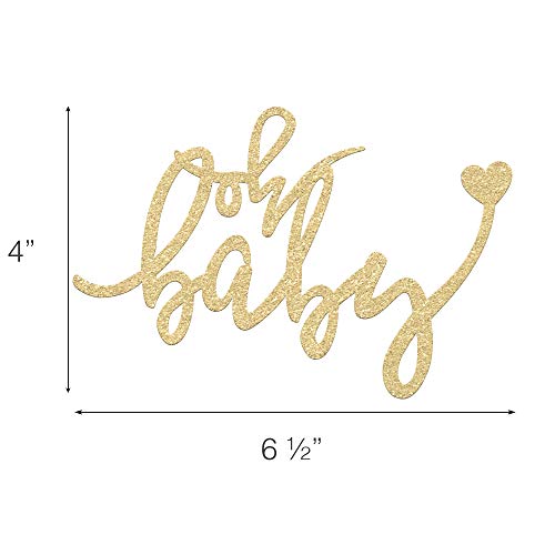 Baby Shower Cake Topper - Oh Baby - 6.5 X 4 Double Sided Gol
