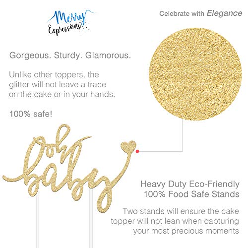 Baby Shower Cake Topper - Oh Baby - 6.5 X 4 Double Sided Gol