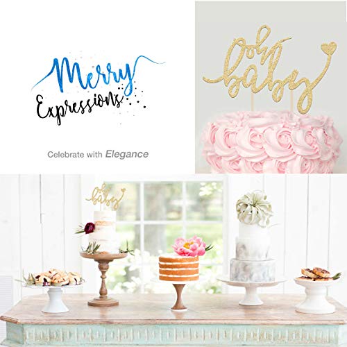 Baby Shower Cake Topper - Oh Baby - 6.5 X 4 Double Sided Gol