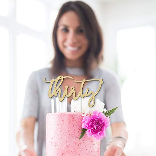 30Th Birthday Cake Topper Decoration - Thirty - 7 X 3.5 Thirti