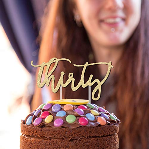 30Th Birthday Cake Topper Decoration - Thirty - 7 X 3.5 Thirti