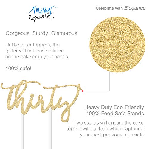 30Th Birthday Cake Topper Decoration - Thirty - 7 X 3.5 Thirti