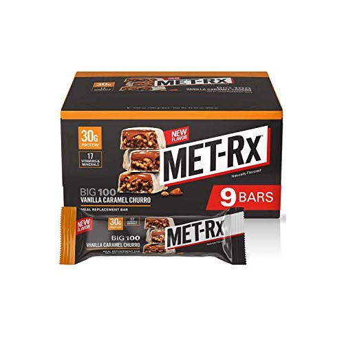 Metrx Big 100 Colossal Vanilla Caramel Churro Bar, 9 Count