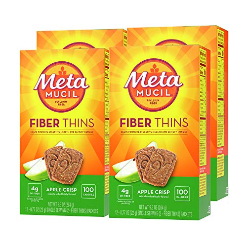 Metamucil Fiber Thins, Apple Crisp, 4 Boxes Of 12 Servings, Diet