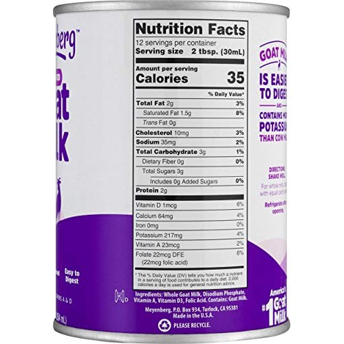 Meyenberg Evaporated Goat Milk, Vitamin D, 12 Ounce Pack Of 12