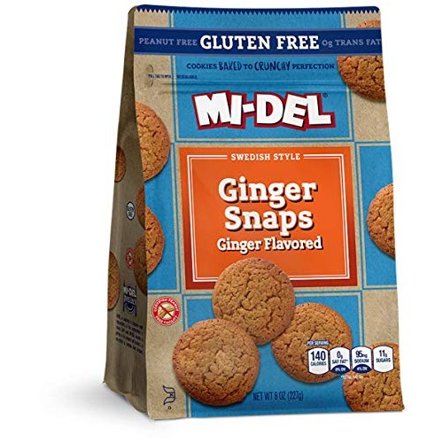 Mi-Del Gluten Free Cookies, Ginger Flavored Snaps, 8 Ounce