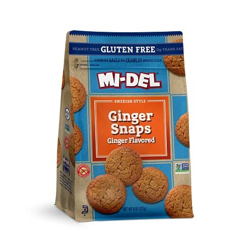 Mi-Del Gluten Free Ginger Snaps Cookies, 8 Oz. Bags, Pack Of 8