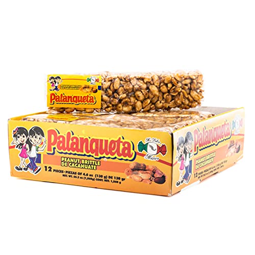 Mdm palanqueta peanut brittle bar 4.6oz 12ct tray cacahuate