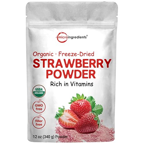 Organic Strawberry Freeze Dried Powder, 12 Ounce 56 Serving, S