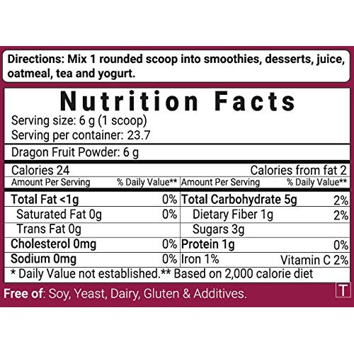 Pure Freezed Dried Dragon Fruit Powder, 5 Ounce, Contains Immune