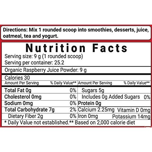Sustainably Us Grown, Organic Freeze Dried Raspberry Juice Powde