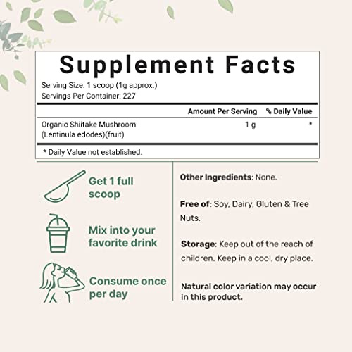 Sustainably US Grown, Organic Shiitake Umami Mushrooms Powder, 8...