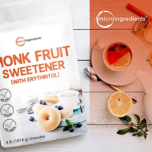 Organic Monk Fruit Sweetener With Erythritol Granules, 4 Pounds