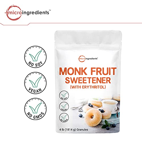 Organic Monk Fruit Sweetener With Erythritol Granules, 4 Pounds