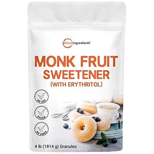 Organic Monk Fruit Sweetener With Erythritol Granules, 4 Pounds