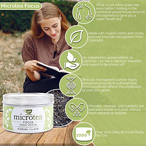 Microtea Focus - Natural Jasmine Green Focus Loose Leaf Tea + An