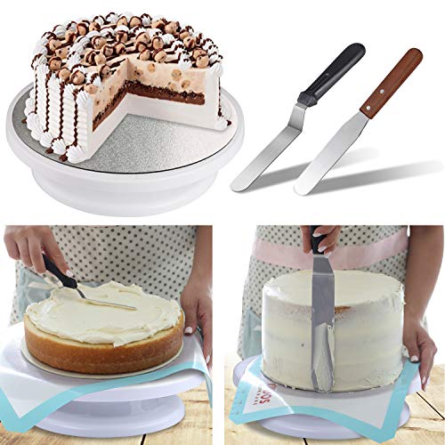 Cake Turntable Cake Decorating Kit Supplies - 24 Stainless Pipin