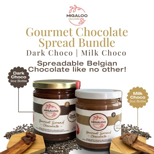MIGALOO Chocolatier Gourmet Spreadable Dark Chocolate & Milk Cho...