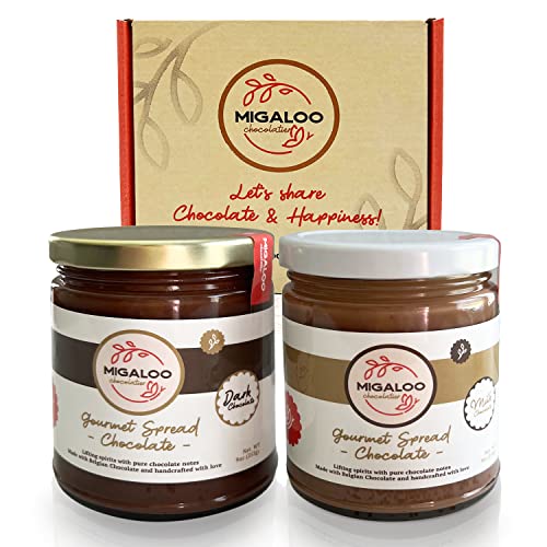 MIGALOO Chocolatier Gourmet Spreadable Dark Chocolate & Milk Cho...