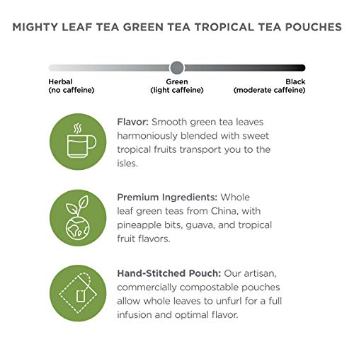 Mighty Leaf Tea Green Tea Tropical Tea Pouches, Green Tea Bags I