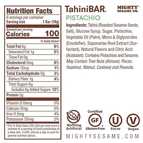 Mighty Sesame Tahini Bars With Pistachio 3.8Oz 8 Pack, 48 Bars