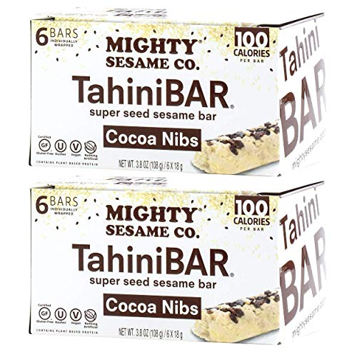Mighty Sesame Tahinibars With Cocoa Nibs 2 Pack, Total 12 Bars