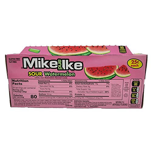 Mike And Ike Sour Watermelon Chewy Candies - Case Of 24 0.78-Oz.