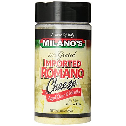 Milanos 100% Imported Romano Cheese Jar, 8 Ounce
