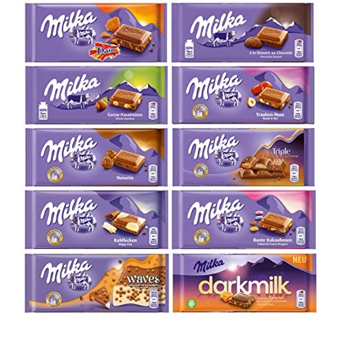 Milka Chocolate Assortment Variety Pack Of 10 Full Size Bars - R