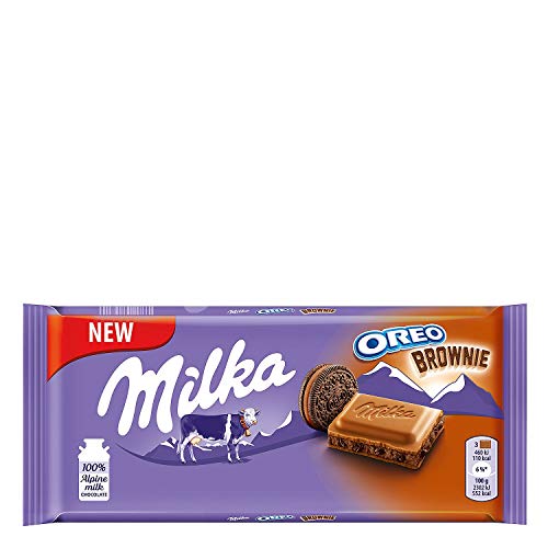 Milka Oreo Brownie Milk Chocolate, 100G /3.5 Ounce Pack Of 5