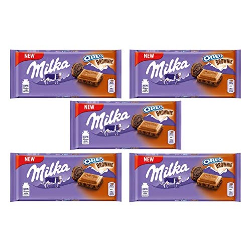 Milka Oreo Brownie Milk Chocolate, 100G /3.5 Ounce Pack Of 5