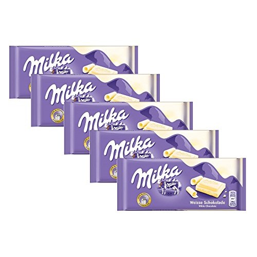 Milka White Chocolate, 100G / 3.5Oz White, Pack Of 5