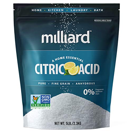 Milliard Citric Acid 5 Pound - 100% Pure Food Grade Non-Gmo Proj
