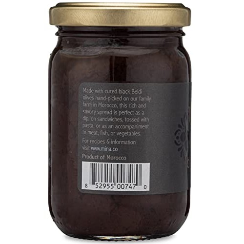Mina Black Olive Spread, Gourmet Tapenade, 7 Ounce 200g