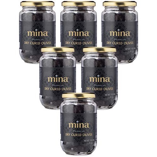 Mina Dry Cured Black Beldi Olives, 7 Oz Pack Of 6 - Premium Ha