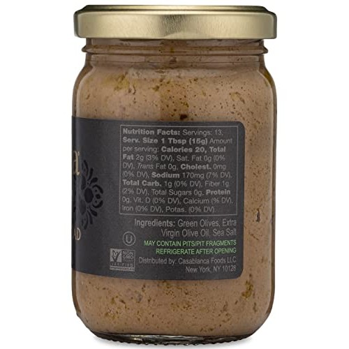 Mina Green Olive Spread, Gourmet Tapenade, 7 Ounce 200g